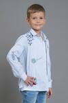 Buy_Noonoo_Blue Striped Embroidered Shirt _Online_at_Aza_Fashions