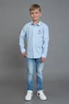 Buy_Noonoo_Blue Cotton Embroidery Shirt _at_Aza_Fashions