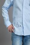 Noonoo_Blue Cotton Embroidery Shirt _at_Aza_Fashions
