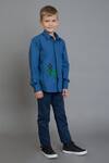 Noonoo_Blue Embroidered Shirt _Online_at_Aza_Fashions