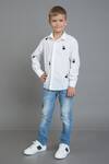 Buy_Noonoo_White Embroidered Shirt For Boys_Online_at_Aza_Fashions