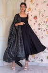 Buy_Gulabo Jaipur_Black Cotton Rayon Scoop Neck Panelled Anarkali Set _at_Aza_Fashions