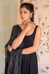 Gulabo Jaipur_Black Cotton Rayon Scoop Neck Panelled Anarkali Set _at_Aza_Fashions