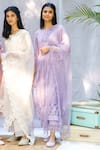 Naaz By Noor_Purple Cotton, Organza, Silk Chanderi Embroidered Kurta Set _Online_at_Aza_Fashions