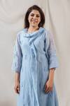 Shop_Naaz By Noor_Blue Silk, Cotton, Chanderi Embroidered Kurta And Pant Set_at_Aza_Fashions