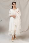 Shop_Naaz By Noor_White Silk, Cotton, Chanderi Embroidered Kurta Set_at_Aza_Fashions