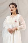 Shop_Naaz By Noor_White Silk, Cotton, Chanderi Embroidered Kurta Set_Online_at_Aza_Fashions