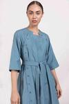 NOTEBOOK_Blue Cotton Poplin Round Flared Dress _Online_at_Aza_Fashions