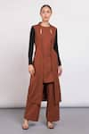 Buy_Notebook_Brown Wool Mix High Waist Palazzo _at_Aza_Fashions