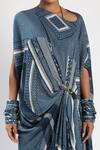 Shop_Nikita Mhaisalkar_Blue Sheeted Georgette Asymmetric Tile Print Kaftan_Online_at_Aza_Fashions