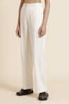 Shop_Genes Lecoanet Hemant_White Global Organic Textile Standard Certified Cotton Lecia Trousers  _at_Aza_Fashions