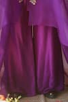 Shop_Neha Poddar_Purple Cape Organza Crop Top And Pant Silk Round With Set _at_Aza_Fashions