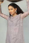 Buy Neha Poddar Purple Kurta Organza Pant Silk Round And Set Online at Aza Fashions Buy_Neha Poddar_Purple Kurta Organza Pant Silk Round And Set _Online_at_Aza_Fashions