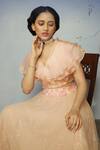 Shop_Neha Poddar_Pink Organza Ruffle Crop Top And Skirt Set_Online_at_Aza_Fashions