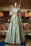 Buy Sahil Kochhar Green Raw Silk, Organza, Soft Net Floral Round Embroidered Lehenga Set at Aza Fashions Buy_Sahil Kochhar_Green Raw Silk, Organza, Soft Net Floral Round Embroidered Lehenga Set _at_Aza_Fashions