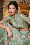 Shop Sahil Kochhar Green Raw Silk, Organza, Soft Net Floral Round Embroidered Lehenga Set Online at Aza Fashions Shop_Sahil Kochhar_Green Raw Silk, Organza, Soft Net Floral Round Embroidered Lehenga Set _Online_at_Aza_Fashions
