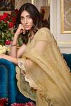 Buy_Sahil Kochhar_Green Organza 35gm Embroidered Floral V Neck Saree With Blouse  _Online_at_Aza_Fashions