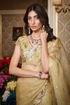 Shop_Sahil Kochhar_Green Organza 35gm Embroidered Floral V Neck Saree With Blouse  _Online_at_Aza_Fashions