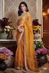 Buy_Sahil Kochhar_Yellow Organza Embroidered Floral Round Saree With Blouse _at_Aza_Fashions