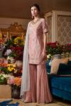 Buy_Sahil Kochhar_Pink Dupion Silk, Organza 35gm, Soft Net Floral Round Embroidered Kurta Set _at_Aza_Fashions