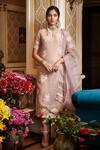 Buy_Sahil Kochhar_Pink Organza 35gm, Soft Net, Suede, Viscose Linen Floral Embroidered Kurta Set _at_Aza_Fashions