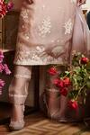 Buy_Sahil Kochhar_Pink Organza 35gm, Soft Net, Suede, Viscose Linen Floral Embroidered Kurta Set _Online_at_Aza_Fashions