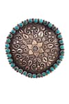 Noor_Silver Plated Pearl Handcrafted Oxidized Floral Ring _Online_at_Aza_Fashions