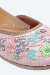 NR BY NIDHI RATHI_Peach Embroidered Floral Juttis _at_Aza_Fashions