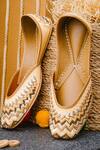 Buy_NR BY NIDHI RATHI_Gold Embroidered Chevron Juttis _at_Aza_Fashions