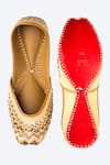 Shop_NR BY NIDHI RATHI_Gold Embroidered Chevron Juttis _at_Aza_Fashions