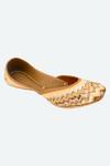 Buy_NR BY NIDHI RATHI_Gold Embroidered Chevron Juttis _Online_at_Aza_Fashions