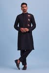 Buy_Diyarajvvir_Black Cotton Silk Acrylic And Thread Mix Embroidered Kurta _at_Aza_Fashions