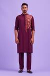 Buy_Diyarajvvir_Wine Cotton Silk Acrylic And Thread Mix Embroidered Kurta _at_Aza_Fashions