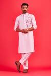 Buy_Diyarajvvir_Pink Cotton Silk Applique Embroidered Kurta _at_Aza_Fashions