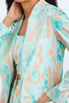 Buy_Nori_Green Satin Printed Blazer_Online_at_Aza_Fashions