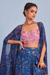 Diyarajvvir_Blue Cotton Silk, Bottom Modal, Lining Printed And Draped Dhoti Skirt Set _Online_at_Aza_Fashions