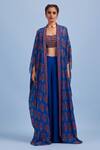 Buy_DiyaRajvvir_Blue Georgette Printed Cape And Pant Set_Online_at_Aza_Fashions