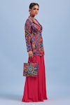 DiyaRajvvir_Fuchsia Top Modal Printed Geometric Blazer Notched And Sharara Set _Online_at_Aza_Fashions