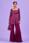 Buy_Diyarajvvir_Purple Tulle, Bottom Georgette, Lining Printed Peplum Kurta And Pant Set _at_Aza_Fashions