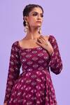 Diyarajvvir_Purple Tulle, Bottom Georgette, Lining Printed Peplum Kurta And Pant Set _Online_at_Aza_Fashions