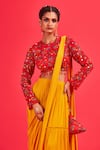 DiyaRajvvir_Yellow Top Modal And  Saree Print & Lehenga With Blouse _Online_at_Aza_Fashions