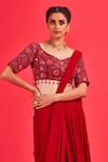 DiyaRajvvir_Red Blouse Cotton Silk And Saree Georgette Lining Lehenga With _Online_at_Aza_Fashions