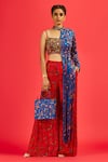 Buy_DiyaRajvvir_Blue Crop Top Cotton Silk Print And Embroidery Bale Asymmetric & Sharara Set _at_Aza_Fashions