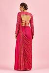 Shop_DiyaRajvvir_Fuchsia And Embroidery Bale Round Sharara Saree With Blouse _at_Aza_Fashions