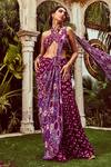 Buy_Diyarajvvir_Purple Georgette Lining Shantoon Sequin, Butta Gharara Saree With Blouse _at_Aza_Fashions