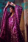 Diyarajvvir_Purple  Lining Jaal Print V Neck Jumpsuit _Online_at_Aza_Fashions
