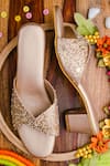 Buy_NR BY NIDHI RATHI_Gold Embroidered Metallic Block Heels _at_Aza_Fashions