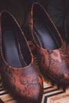 Buy_NR By Nidhi Rathi_Black Printed Snake Block Heels_at_Aza_Fashions