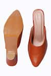 Shop_NR BY NIDHI RATHI_Brown Plain Leather Block Mules_at_Aza_Fashions