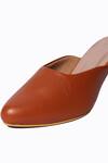 NR BY NIDHI RATHI_Brown Plain Leather Block Mules_at_Aza_Fashions